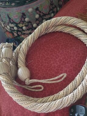 Cream Braided Tassel Curtain Tieback - Elegant Drapery Accessory